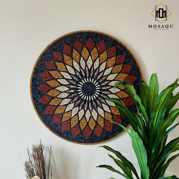 Colorful stone mosaic wall art